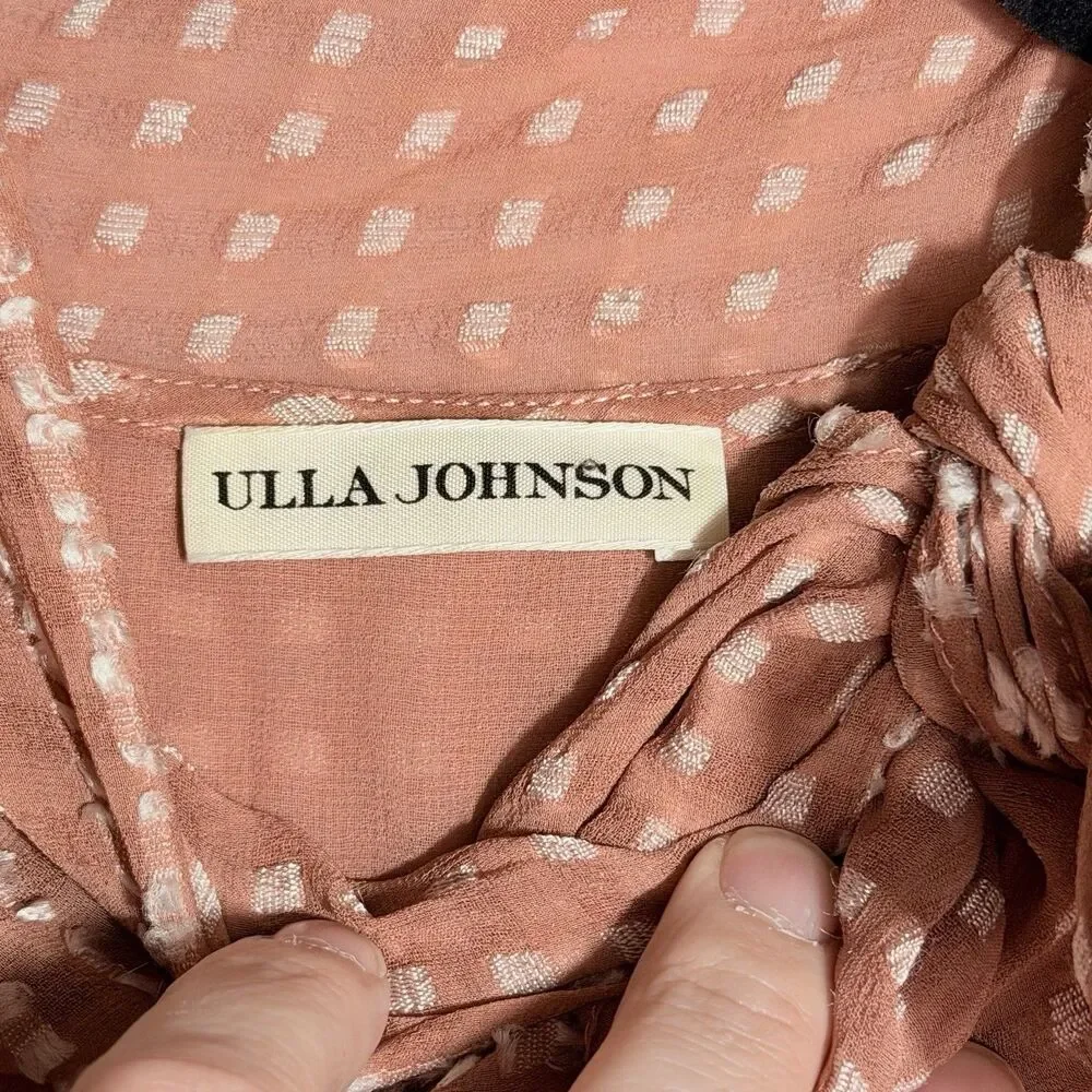 Ulla Johnson Soft Mesa Pink Silk Blend Sheer Carine Top Blouse Size S